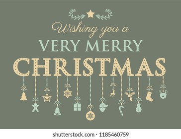 Concept of Christmas greeting card with decorative text. Vector.