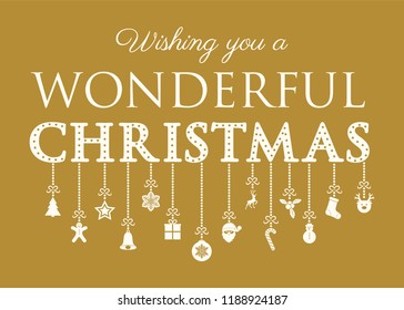 Concept of Christmas greeting card with decorative text. Vector.