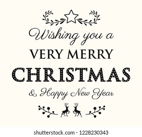 Concept of Christmas greeting card with decorative text. Vector.