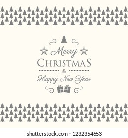 Concept of Christmas greeting card with decorative text and Christmas trees. Vector.