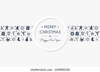 Concept of Christmas greeting card with hand drawn decorations. Vector.
