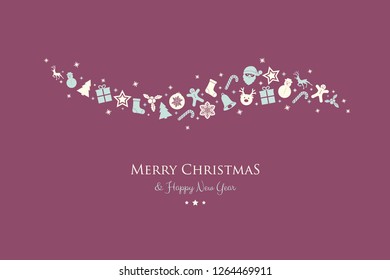 Concept of Christmas greeting card with hand drawn decorations. Vector.