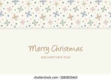 Concept of a Christmas greeting card with hand drawn snowflakes. Vector
