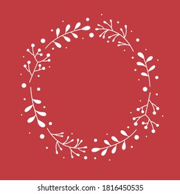 Concept of Christmas greeting card with mistletoe branches. Xmas background with copyspace. Vector