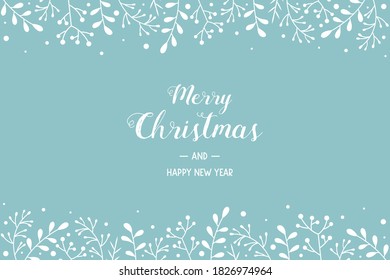 Concept of Christmas greeting card with mistletoe branches. Xmas background with wishes. Vector