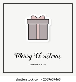 Concept of Christmas greeting card with present. Xmas ornament. Vector