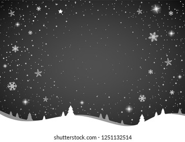 Concept of Christmas greeting card template with glossy snowflakes. Vector.