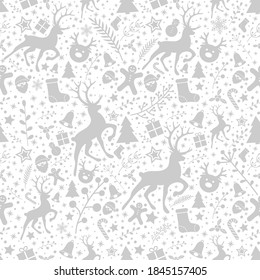 Concept of Christmas pattern with decorations. Xmas background. Vector