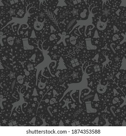 Concept of Christmas pattern with decorations. Xmas background. Vector