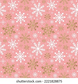 Concept of Christmas pattern with golden snowflakes. Vector illustration