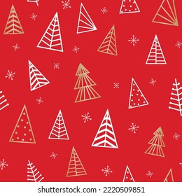 Concept of Christmas pattern with golden trees. Vector illustration