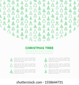 Concept with Christmas tree in different shapes. Minimalistic simple thin line icons. Vector illustration for greeting card, Christmas and New Year decoration.