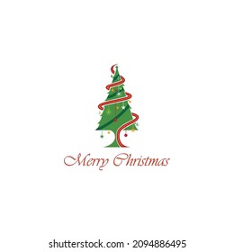 El concepto de ilustración de un árbol de Navidad con un color verde encantador y luces decorativas alrededor de él, adecuado para un icono de tarjeta de saludo de Feliz Navidad o un icono para celebrar tu día de Navidad