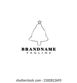 concept christmas tree logo cartoon icon design template black modern isolated vector illustration