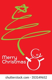 The concept of a Christmas tree on red background