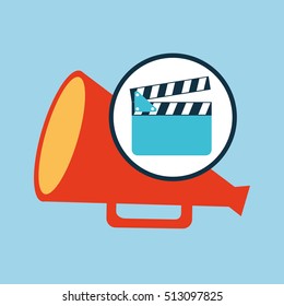 concept cinema clapper and megaphone icon desgin vector illustration