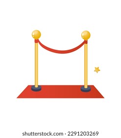 Concept Cinema movie film star. The illustration is a flat vector design of a cinema movie with a red path leading. Vector illustration.