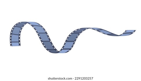 Concept Cinema movie film tape. This illustration is a flat, vector image featuring a cartoon-style design of a cinema movie tape, set against a plain white background. Vector illustration.