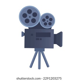 Concept Cinema movie film. This illustration is a flat, vector design of a cinema film camera. Vector illustration.