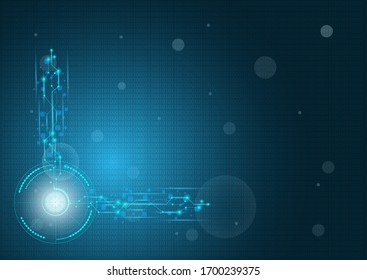 Concept circle digital technology decorative design, simple style abstract vector illustration. Circuit boards digits scientific futuristic interface with space text for your business presentations.