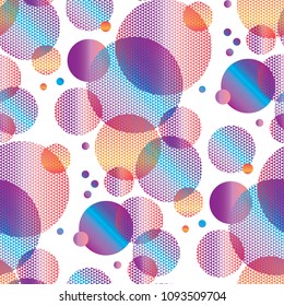 Concept circle geometric seamless pattern on white background. Tropical summer color abstract repeatable composition. stock vector illustration for fabric, wrapping paper, backdrop.