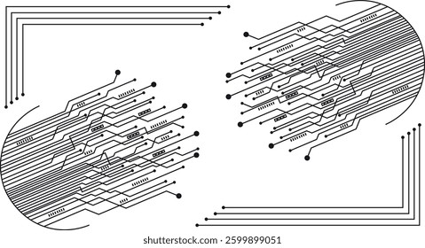 Concept of circuit board background isolated on white background. illustration
