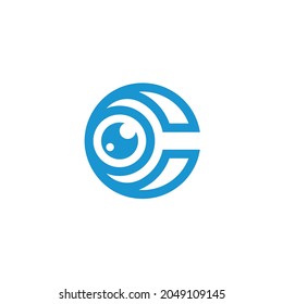 concept of circular line eye logo design, with the shape of initials letter C, fancy abstract vector templates  