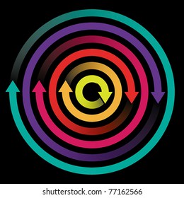 Concept of circulation, rotation with colored arrows, EPS 8, CMYK.