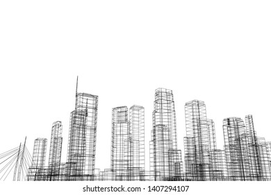 Ilustración vectorial de la arquitectura de la ciudad conceptual