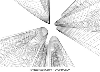 Concept city architecture, vector illustration