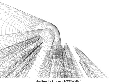 Concept city architecture, vector illustration