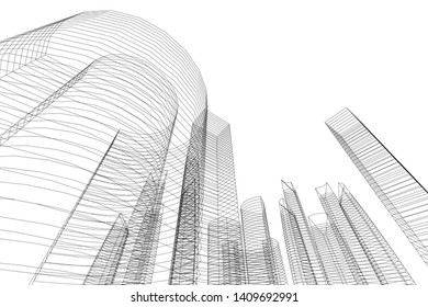 Concept city architecture, vector illustration