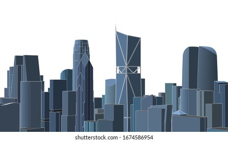 Ilustración vectorial de la arquitectura de la ciudad conceptual