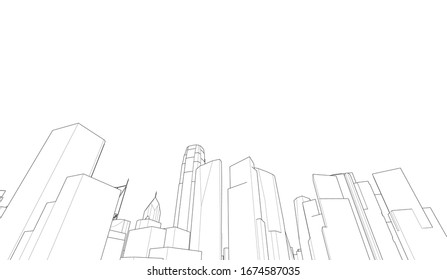 Ilustración vectorial de la arquitectura de la ciudad conceptual