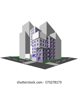 Concept city buildings 3d grafic. City in perspective.Vector illustration.