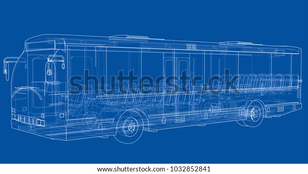 Concept city\
bus. Vector rendering of 3d. Wire-frame style. The layers of\
visible and invisible lines are\
separated