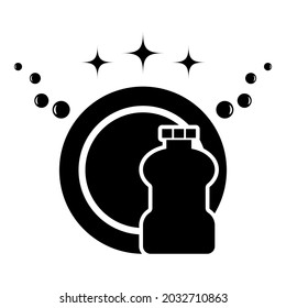 Concept of clean dishes Scrubbing icon black color vector illustration flat style image
