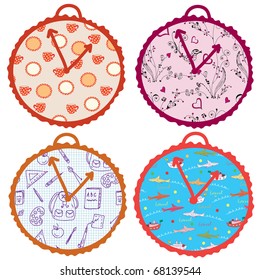Concept clocks set cartoon