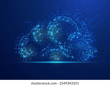 concept of cloud computing or digital transformation, graphic of dotted cloud shape with futuristic element