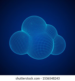 Concept of cloud computing service technology. Wireframe low poly mesh vector illustration