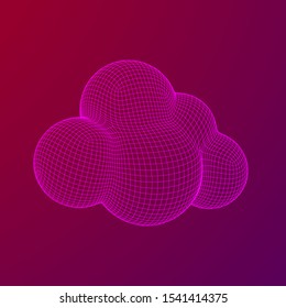 Concept of cloud computing service technology. Wireframe low poly mesh vector illustration
