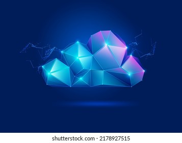 concept of cloud computing technology, graphic of low poly cloud shape with futuristic element