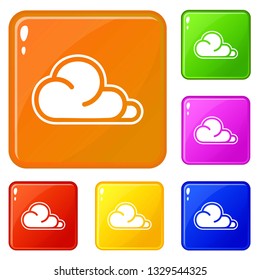 Concept cloud icons set collection vector 6 color isolated on white background