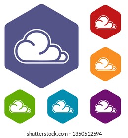 Concept cloud icons vector colorful hexahedron set collection isolated on white