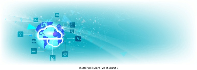 The concept of cloud technology work together with  technology to help send and receive information through maximum efficiency,Vector illustration fantastic style,Cloud technology concept