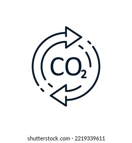 Concept of CO2 recycling, carbon neutrality, offset or emission reduction. Vector icon isolated on white background.