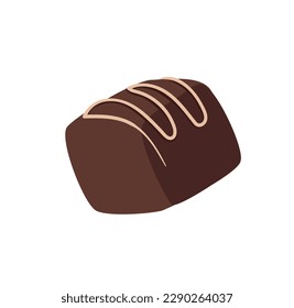 Concepto de dulces de chocolate con cacao. Esta ilustración es un diseño vectorial plano con una colorida variedad de dulces de chocolate sobre un fondo blanco. Ilustración vectorial.