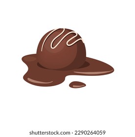 Concept Cocoa chocolate dessert. This illustration is a flat, vector cartoon design featuring a delicious chocolate dessert on a white background. Vector illustration.