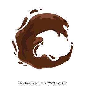 Concept Cocoa chocolate splash drops. The illustration features a flat and vector design of a chocolate splash, depicted as a drop of melted chocolate. Vector illustration.