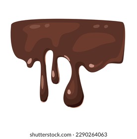 Concept Cocoa chocolate splash drops dessert. This illustration is a flat, vector, cartoon-style design of a chocolate splash with drops on a white background. Vector illustration.